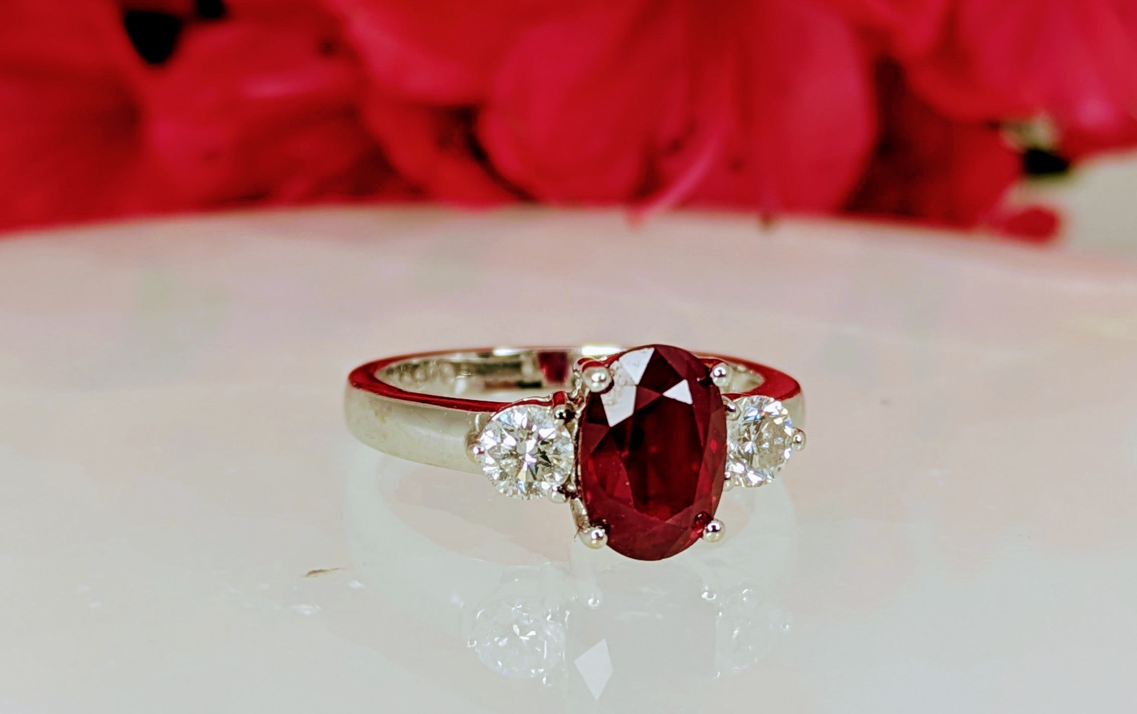 "Belle" Burmese Ruby 18k White Gold